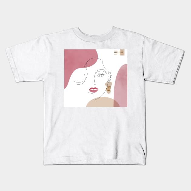 Woman Abstract Face Line Art Kids T-Shirt by themadesigns